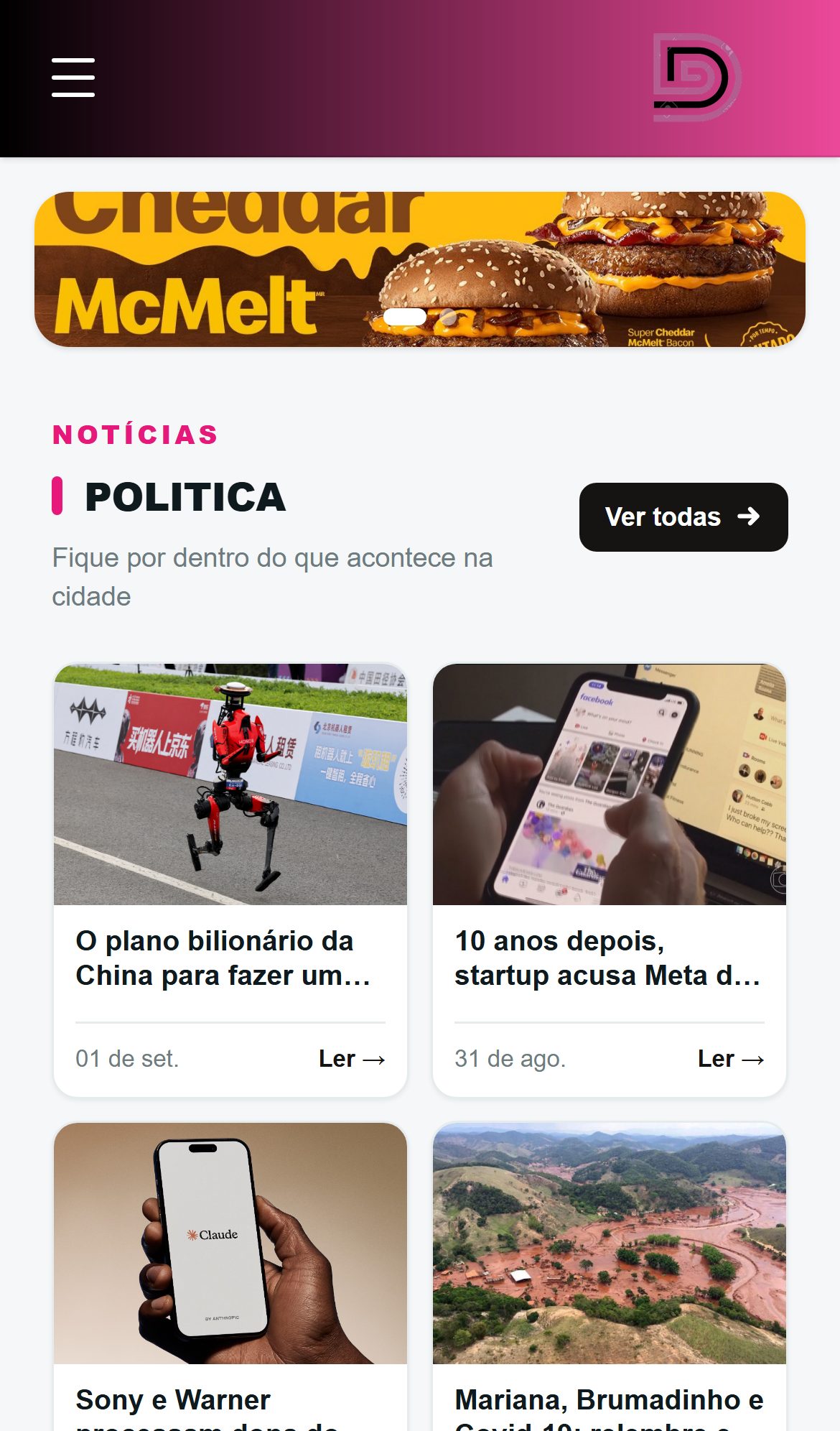 Home do portal com banner